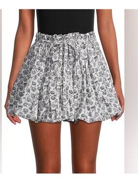 LoveShackFancy Cheyenne bubble Skirt in Warm Grey and white size L